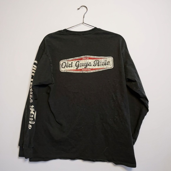 Old Guys Rule Black Long Sleeve T-Shirt With Logo Graphics Mens L 100% Cotton Ca - Picture 1 of 6